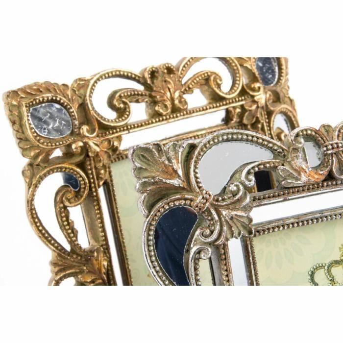 Cadre photo - Shabby Chic - Argenté doré - 19 x 2 x 25 cm - Résine - 2 unités