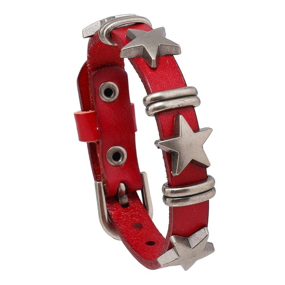PU Leather Skull Bracelet Star Rivet Bracelet Goth Vintage Chain Bracelet Women Men