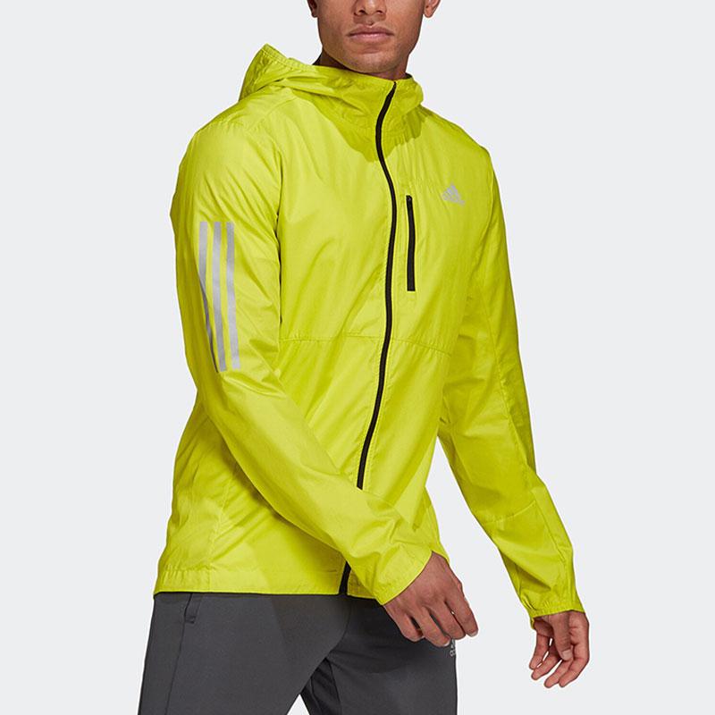 Adidas Solid Color Sports Hooded Zipper Casual Jacket Men Jacket Yellow GJ9950