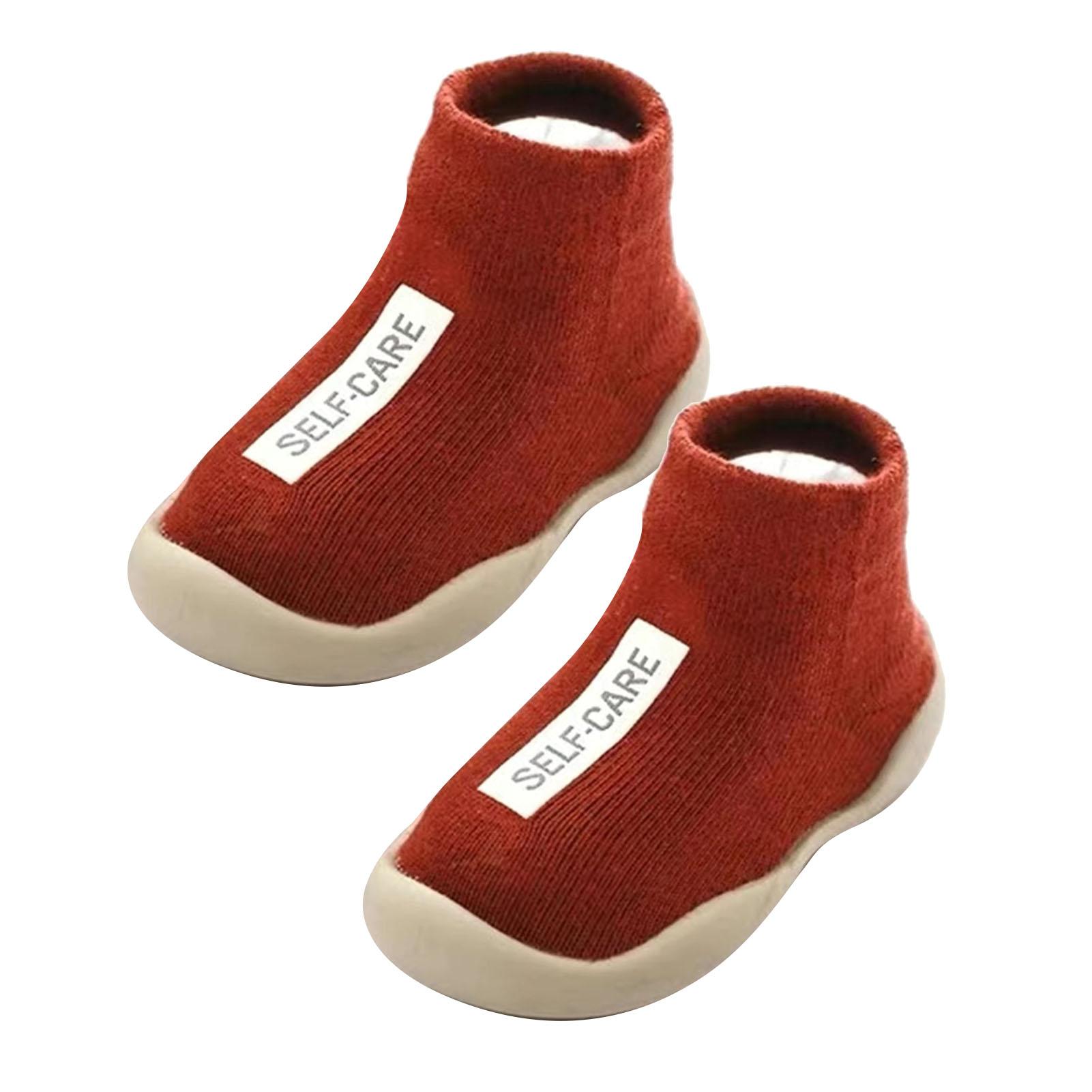 

Infants Cotton Socks Shoes Skidproof Elastic Soft Breathable Indoor Outdoor Baby Slipper for Newborn Toddler Red 24 25