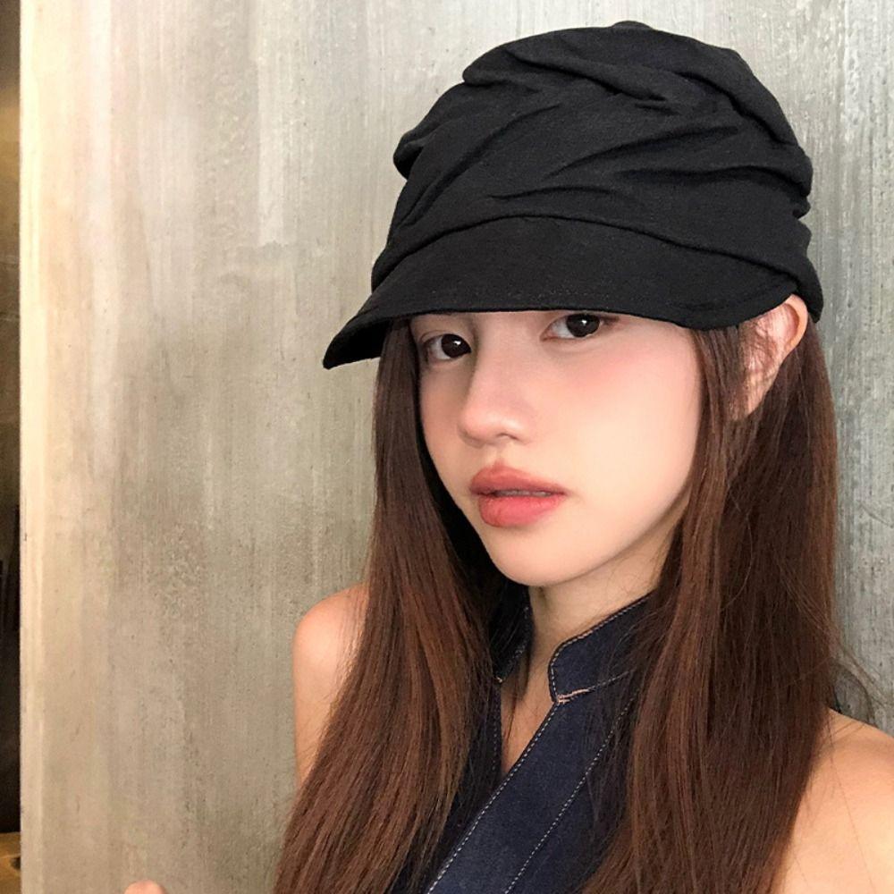 

Pleated Newsboy Hats Japanese Peaked Caps Fashion Linen Berets Spring Summer хакі