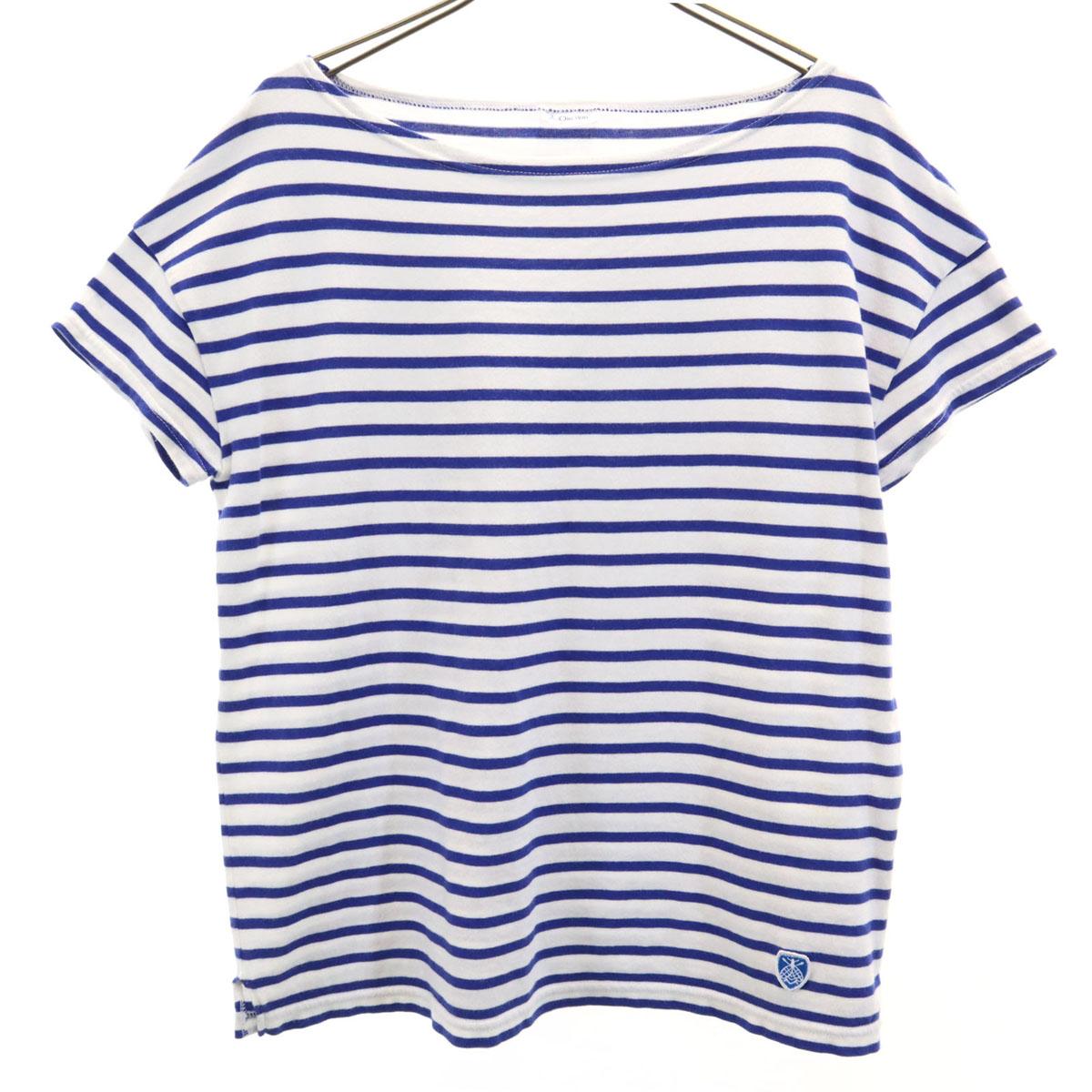 

ORCIVAL made in Japan Border Pattern Short sleeve Boat neck Basque shirt Men s Used