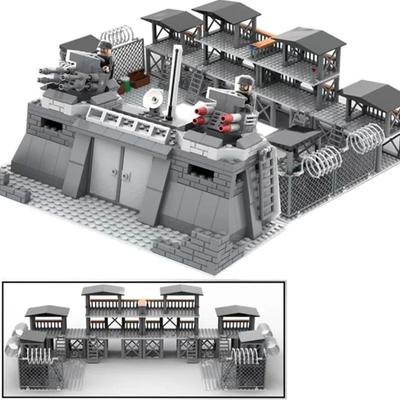 Batterie Fort Wachturm Kriegsszene Basis Bausteine Militärbau Soldatenfiguren Waffenblöcke Set Ziegel Spielzeug