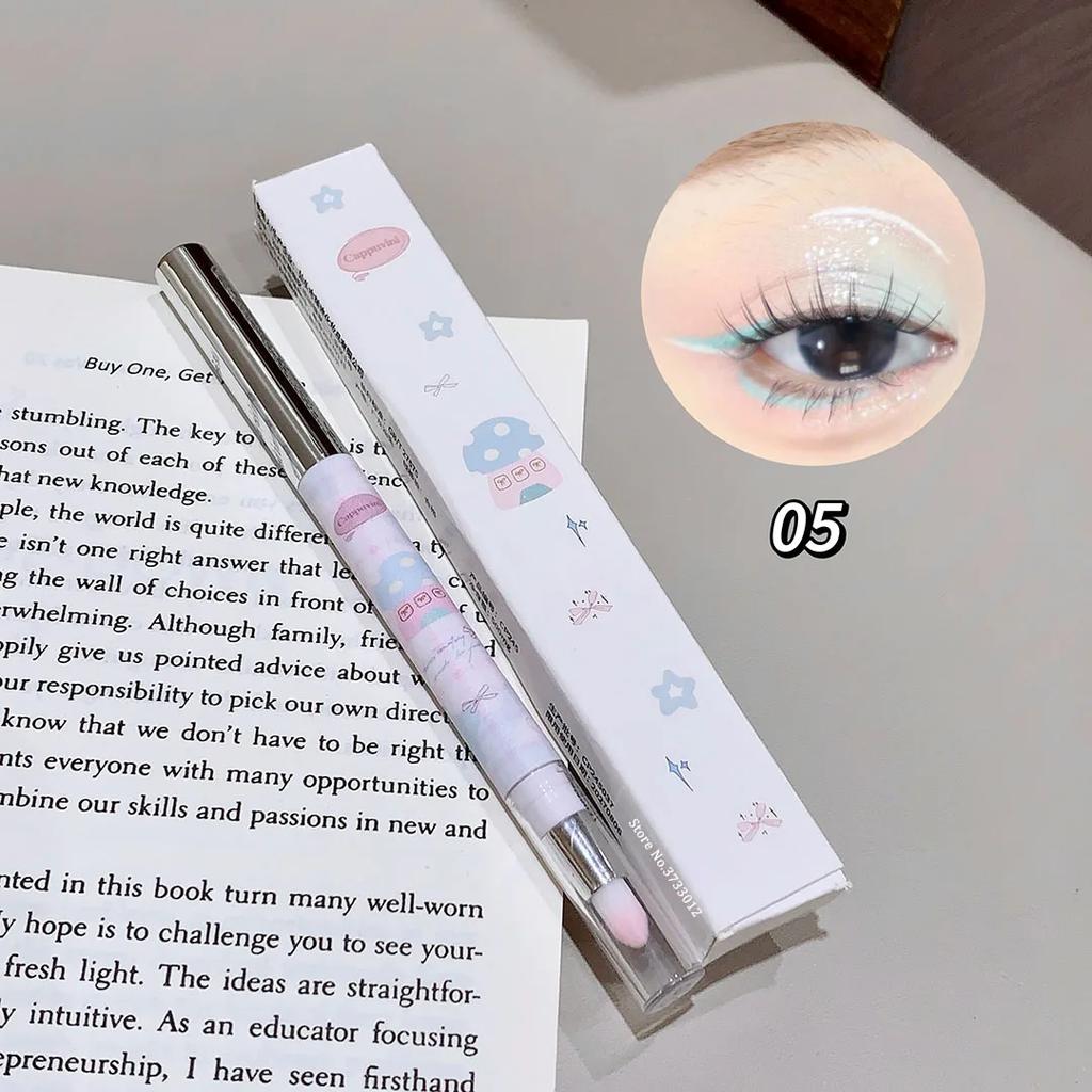 Double-head Milk Green Eyeliner Shadow Pencil Waterproof Lasting Ultra-thin Shimmer Matte Colorful Eyeliner Gel Pen With Brush