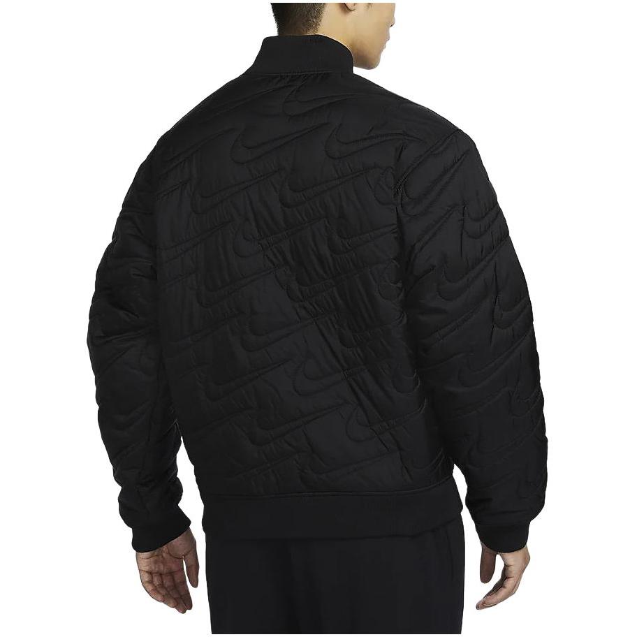 Nike Spor Giyim Swoosh Düz Renk Fermuarlı Günlük Ceket Erkek Ceketler Siyah FV6152-010