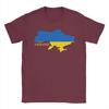 Ukraine Flag Map T-Shirts Men  Creative Pure Cotton Tee Shirt Crew Neck Short Sleeve T Shirts Printed Clothing