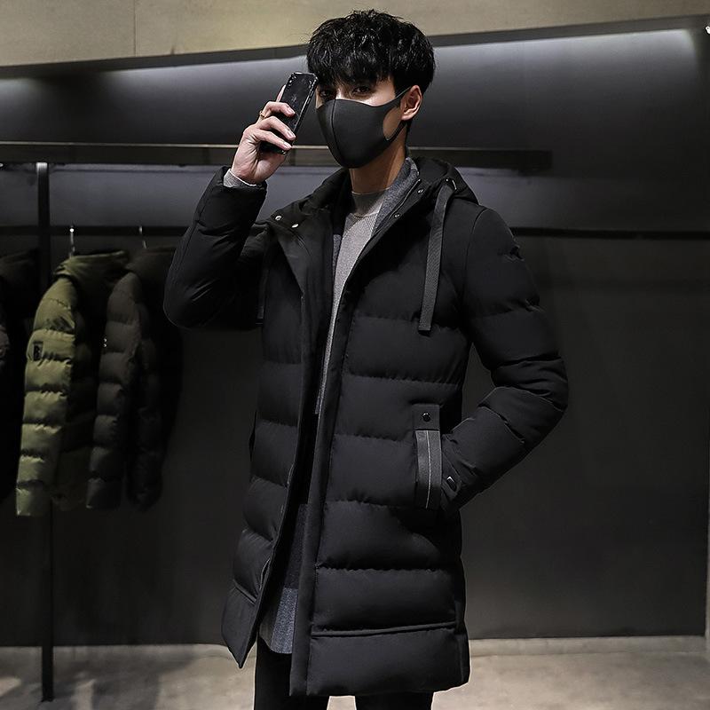 

Thickened down cotton-padded clothes men s winter medium and long youth warm cotton-padded clothes fashion cotton-padded jackets winter jackets M чорний