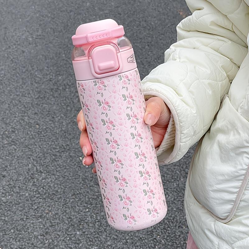 

1 шт. Бутылка для воды из нержавеющей стали 304, изолированная, портативная, с крышкой, для улицы, Рождества, Дня благодарения, Дня матери, выпускного 700ml розовый
