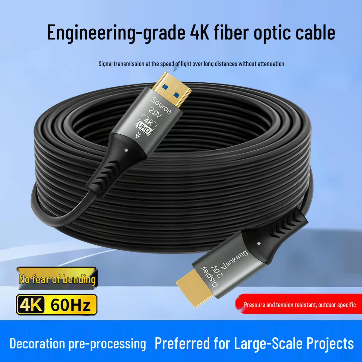 

Armored 2.1 HDMI Fiber Optic Cable, 8K/4K, for Computer to TV/Projector Connection, 8ft 3m