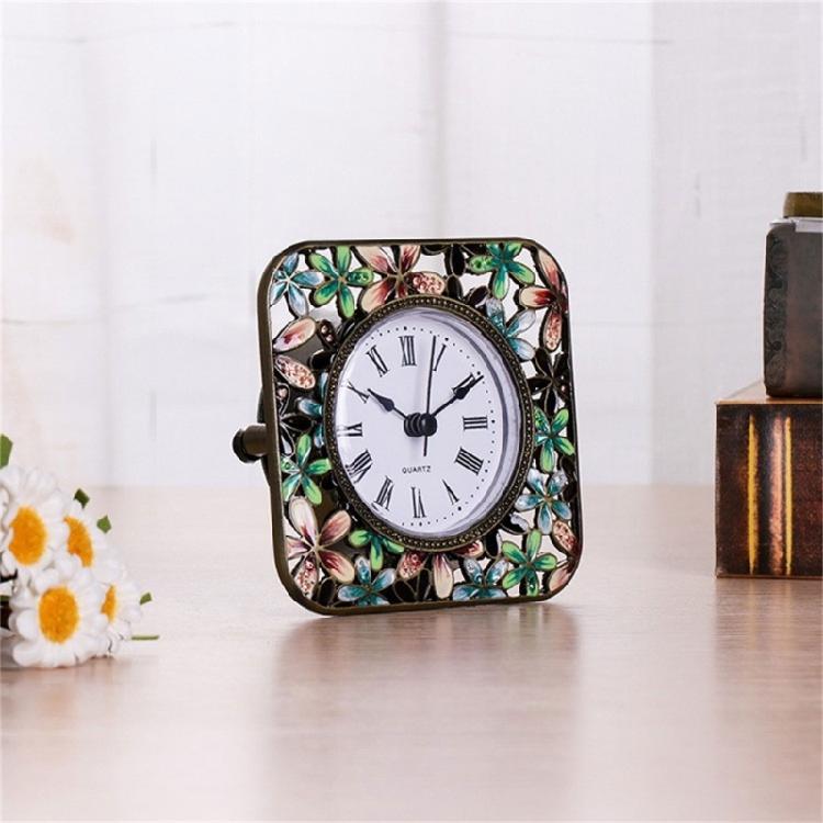 Small Table Clock with Enamel Color Metal Clocks Quiet Timekeeping for Collectors Mantel Clock Home Decoration