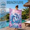 Custom Name Love Dolphins Heart Beach Towel Microfiber Beach Towel, Lightweight and Quick-Dry, for Summer Travel, Swimming Pool Gift