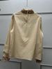 Women's Retro Ruffled Apricot Red Embroidered Long-Sleeve Shirt for Spring/Summer 2026