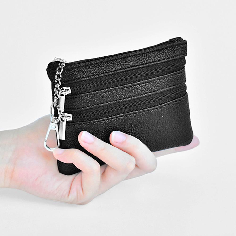Portable PU Leather Money Coin Purse Waterproof Wear-resistant Credit Card Holoder Zipper Wallet Money Bag Women Men