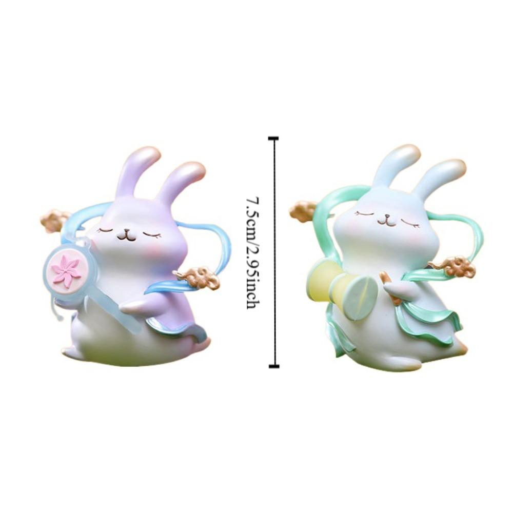 Colorful Bunny Series Model Toy Cartoon Ancient Costume Girl Doll  Desktop Ornament
