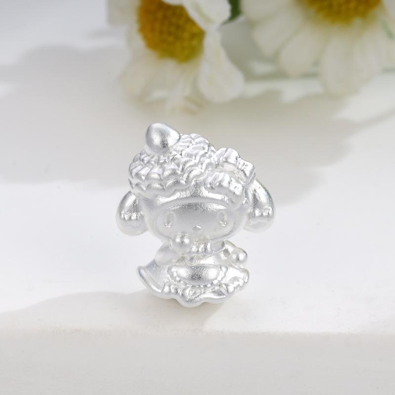 Sterling Silver 999 Little Sheep Melody Beaded Cartoon Luck Bead DIY Jewelry Accessories