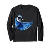 Cool Blue Jay Sunglasses Funny Side Pose Bird Lover Long Sleeve T-Shirt