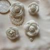 Elegant Jennie Camellia Hair Clip with CC-style Pearl Brooch - Hepburn Inspired Jewelry
