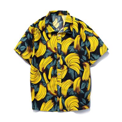 Camisa de Hombre Estampado de Plátanos Monocruze Verano Hawaiana Botones Camisa para Fiesta