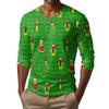 Men's Fashion Printed V-Neck Casual Long-Sleeved T-Shirt Bottoming Shirt Top