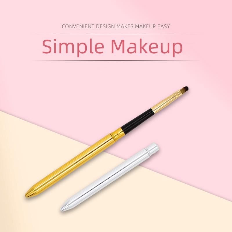 Przenośny srebrny pędzel do makijażu ust metalowy uchwyt kosmetyczny błyszczyk szminka pędzel do błyszczyka z osłoną ochronną Maquiagem 3 kolory