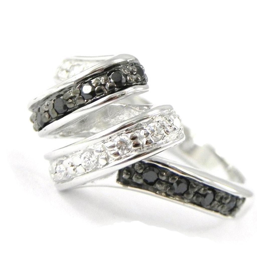 

Серебряное кольцо Роми Черное белое серебро (родий) - 10 мм