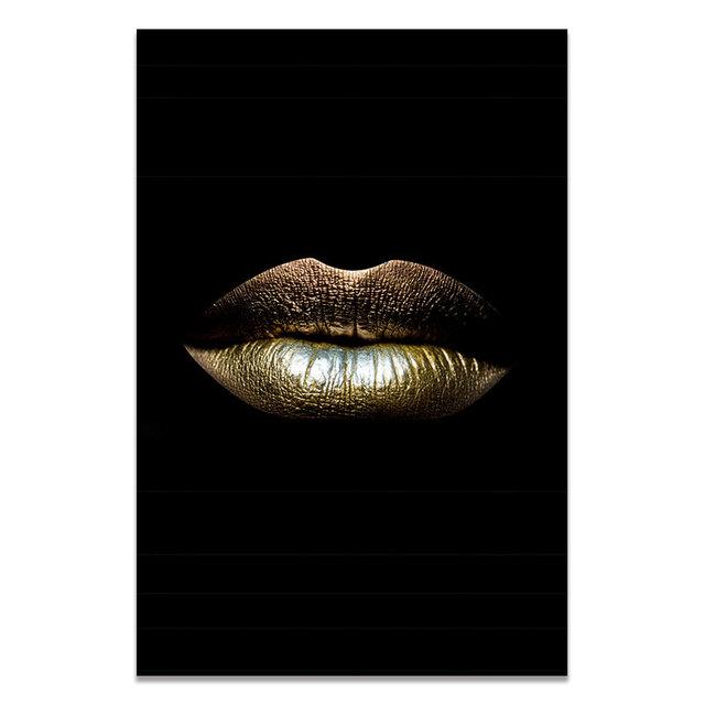 Canvas Painting Nordic Prints Gold Lips Gradient Sexy Home Decor Posters Wall Artwork Modern Bedroom Framework Modular Pictures