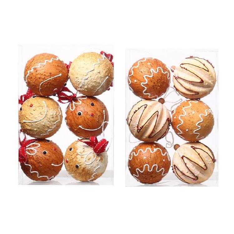 Festival Charm 6 Pieces Christmas Tree Ornament with Elegant Color Gingerbreads Patterned Shatterproof Decoration