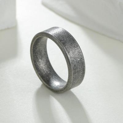 7mm Herrenring in Antiksilber mit Used-Look aus 304 Edelstahl - Einfacher Modeschmuck