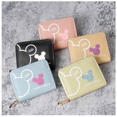 Portefeuille court dessin animé mignon pour femme, mini, grande capacité, portable, étudiant, porte-monnaie à fermeture éclair