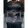 Men's 3D Stripe Printed Long-sleeved T-shirt, Comfortable, Breathable and Versatile Men's Top