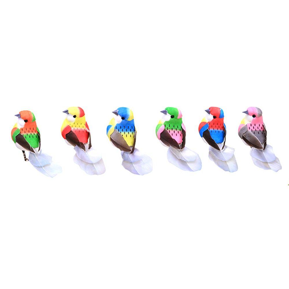 6PCS Multicolor Artificial Birds Foam DIY Accessories Simulation Bird Model Photo Props with Clips Decorative Birds