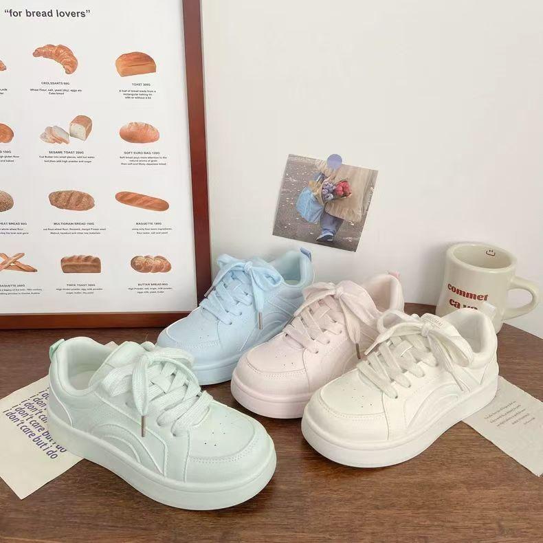 Milk White Thick Baseplate Shoes Women's Leather Surface 2025 Spring New Chic Niche Breathable Versatile Student Sports Little White Shoes