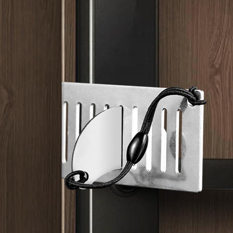 1pc Portable Security Door Lock: Polished Metal, Touch Control, Door Stopper Hotel Portable Door Stopper Girls Security Blocking Door Counter