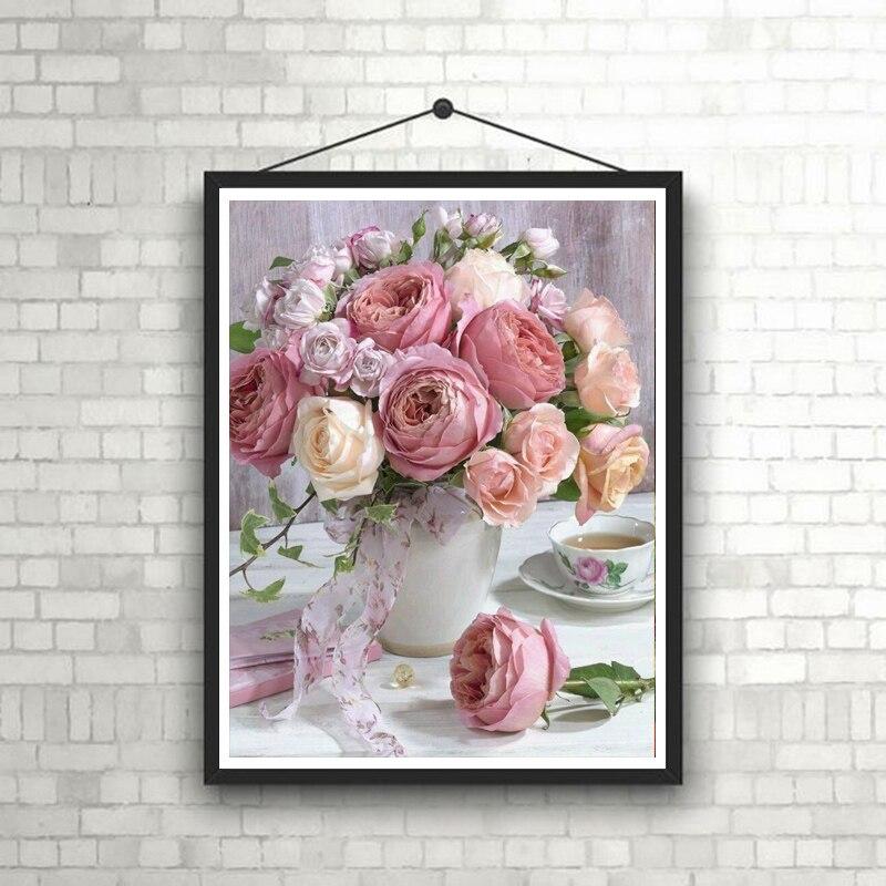 DIY Flower 5D Diamond Painting Full Round Drill Diamond Embroidery Cross Stitch Mosaic Rhinestone Home Decor Wall Art Gift