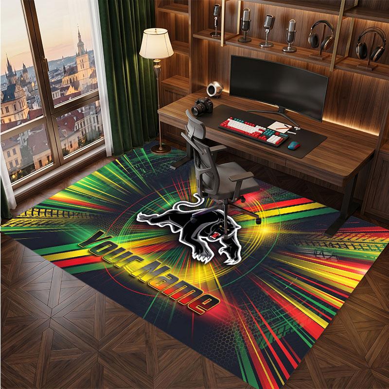 Penrith Panthers Personalisierter Kristall-Samt-Teppich, Benutzerdefinierter Name Text Weicher Anti-Rutsch-Teppich für Wohnzimmer Schlafzimmer
