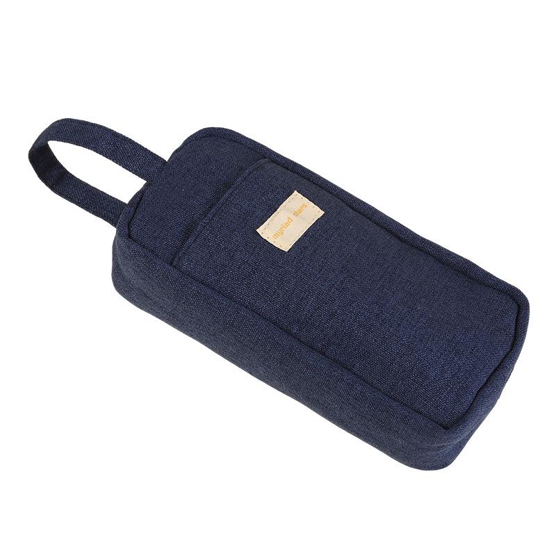 Large Capacity Multifunctional Pencil Case for Middle & High School Students - Solid Color Handheld Stationery Storage Bag