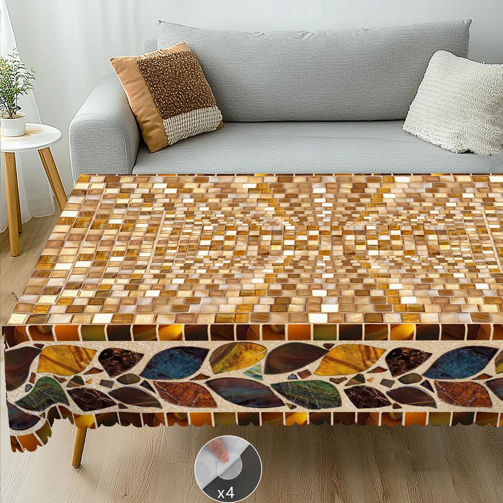 1 Piece Of Retro Farmhouse Style Creative Marble Theme Tablecloth, Colorful Marble Pattern Design, Suitable For Holiday Parties, Camping Style Picnic
