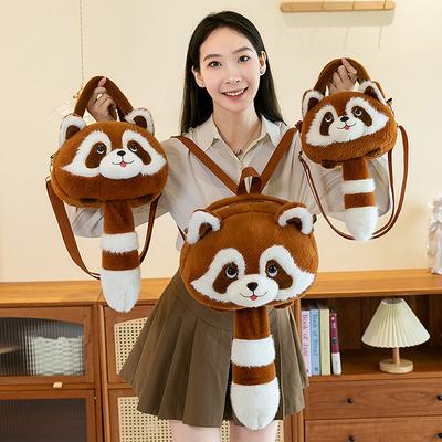 Küçük Rakun Peluş Çapraz Askılı Çanta Karikatür Hayvan El Omuz Çantası Kız Çocuk Doğum Günü Hediyesi İçin Sevimli Küçük Panda Peluş Sırt Çantası
