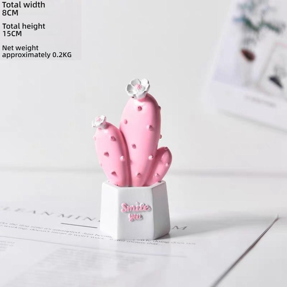 Różowy Kaktus z Żywicy Dekoracja na Biurko - Mini Sukulent Ozdoba dla Dziewczyn, Prezent do Samopielegnacji dla Kobiet Biuro i Dom