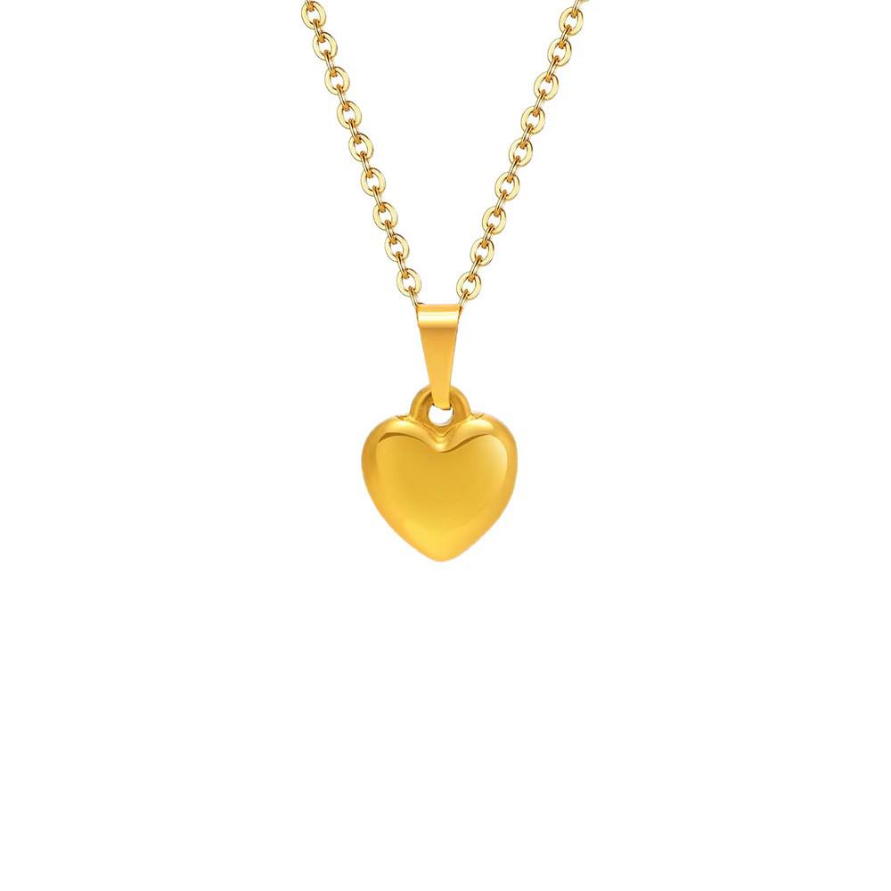 Heart Necklace & Earring Set for Women - Niche Design, Colorfast Titanium Steel, 18K Gold, Ideal for Summer Layering.