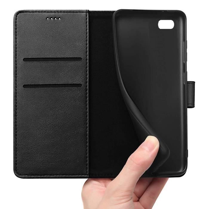 Case for iPhone SE 2020 - 7 - 8 - Black Wallet Flap Magnetic Flip Card Storage [Phonillico®]