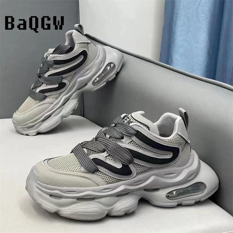 Casual Shoes for Men Streetwear Walking Shoes Sneakers Thick Bottom Running Basketball Shoes Mesh Breathable Male Sneakers