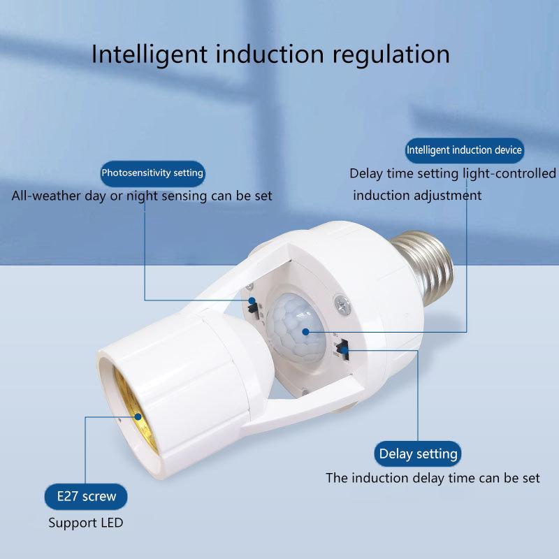 E27 Suporte de Lâmpada com Sensor de Movimento por Radar para Corpo Humano Ac 100-240Vs Interruptor Sensor de Presença Base para Lâmpada para Escada Corredor Garagem