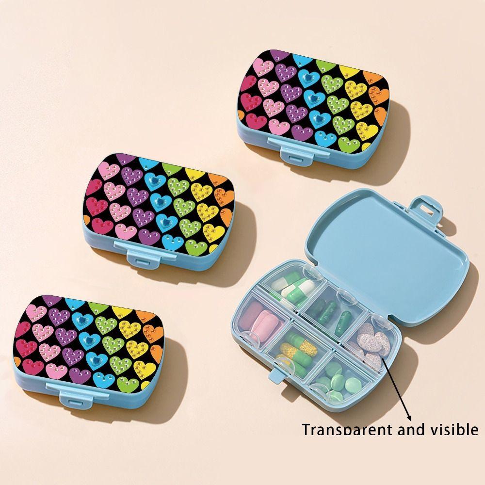 Mini 6 Grid Diamond Painting Pill Case Classification Storage Moisture-proof Pill Dispenser Portable Drug Storage Box