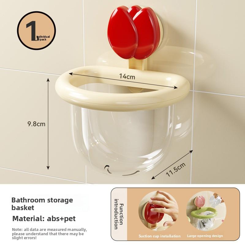 

Suction Cup Storage Box - No Drilling Required - Kitchen and Bathroom Wall-mounted Organizing Box - Cute Bathroom Drip Tray Storage Rack 1pc вершковий/червоний