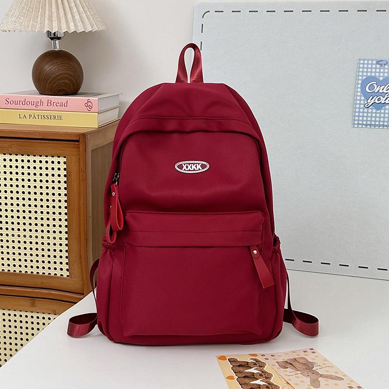 Solid Color Student School Bag Women's Large Capacity Backpack Campus Backpack