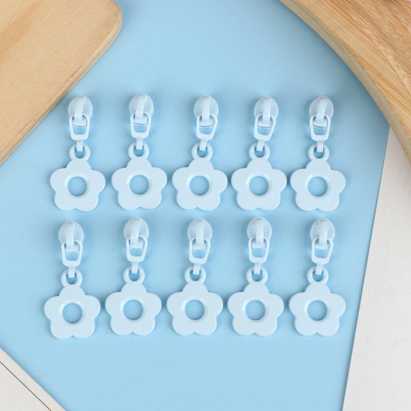 10Pcs Cute Little Flower Zipper Head For #3 Nylon Zippers Suitable For Home Sewing Diy Handmade Zipper Replacement