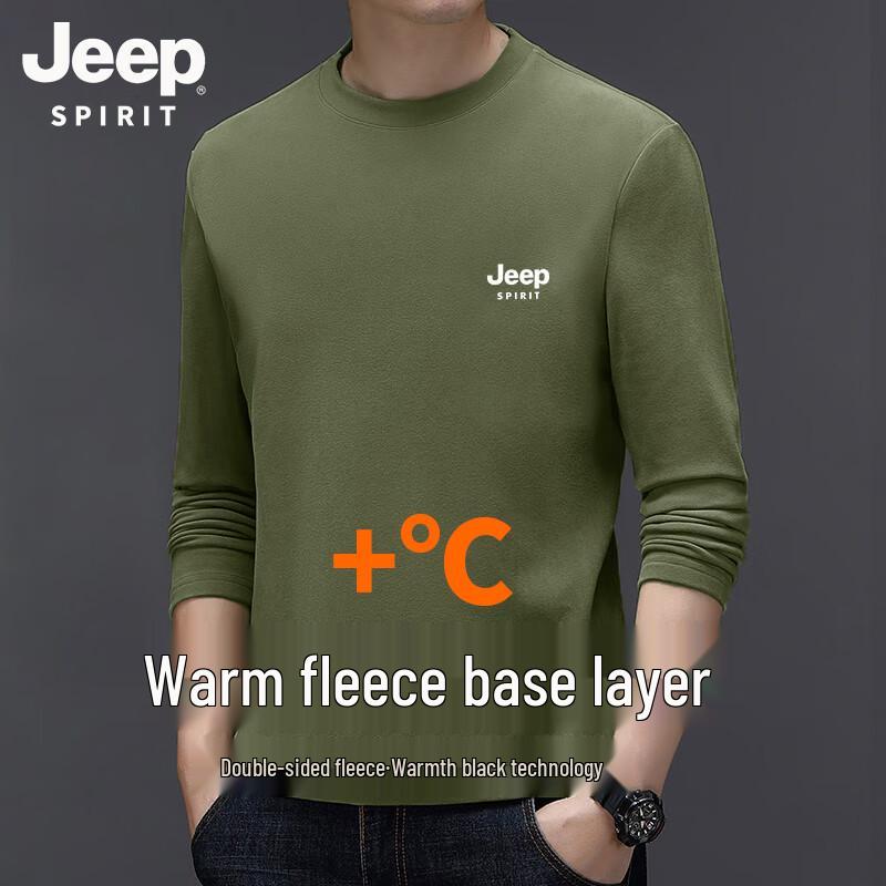 JEEP SPIRIT Men's Winter Fleece-Lined Thermal Long-Sleeve T-Shirt