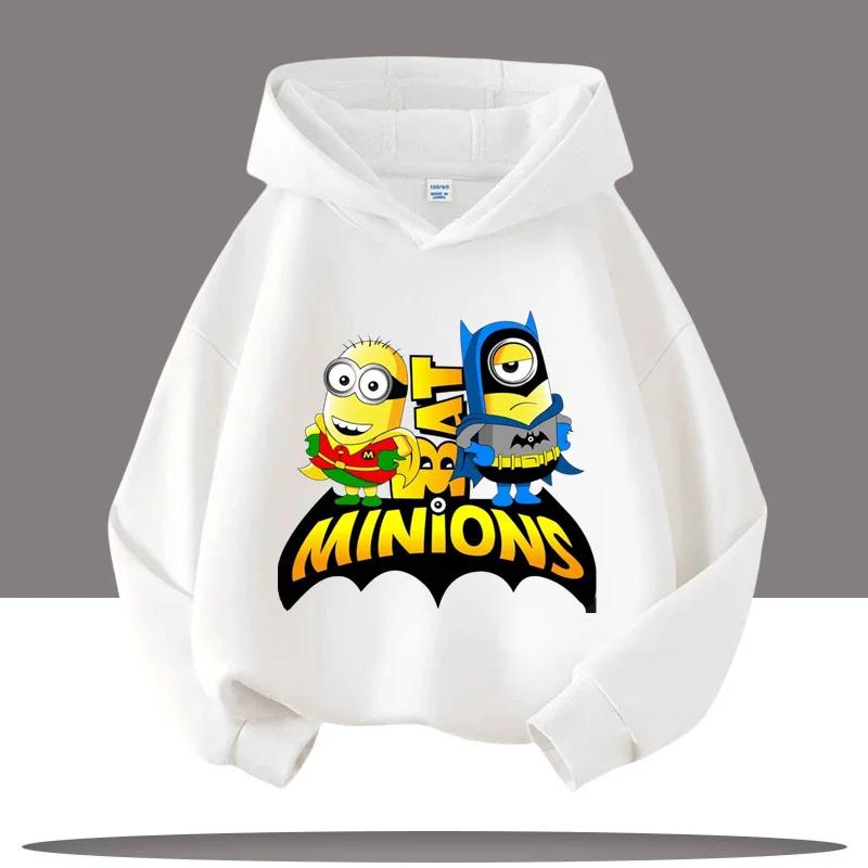 Children's Hooded Sweatshirt for Boys, Girls' Casual Top, The Kid from Dad's Gang, Minions Cartoon Print, Fall/winter Clothing