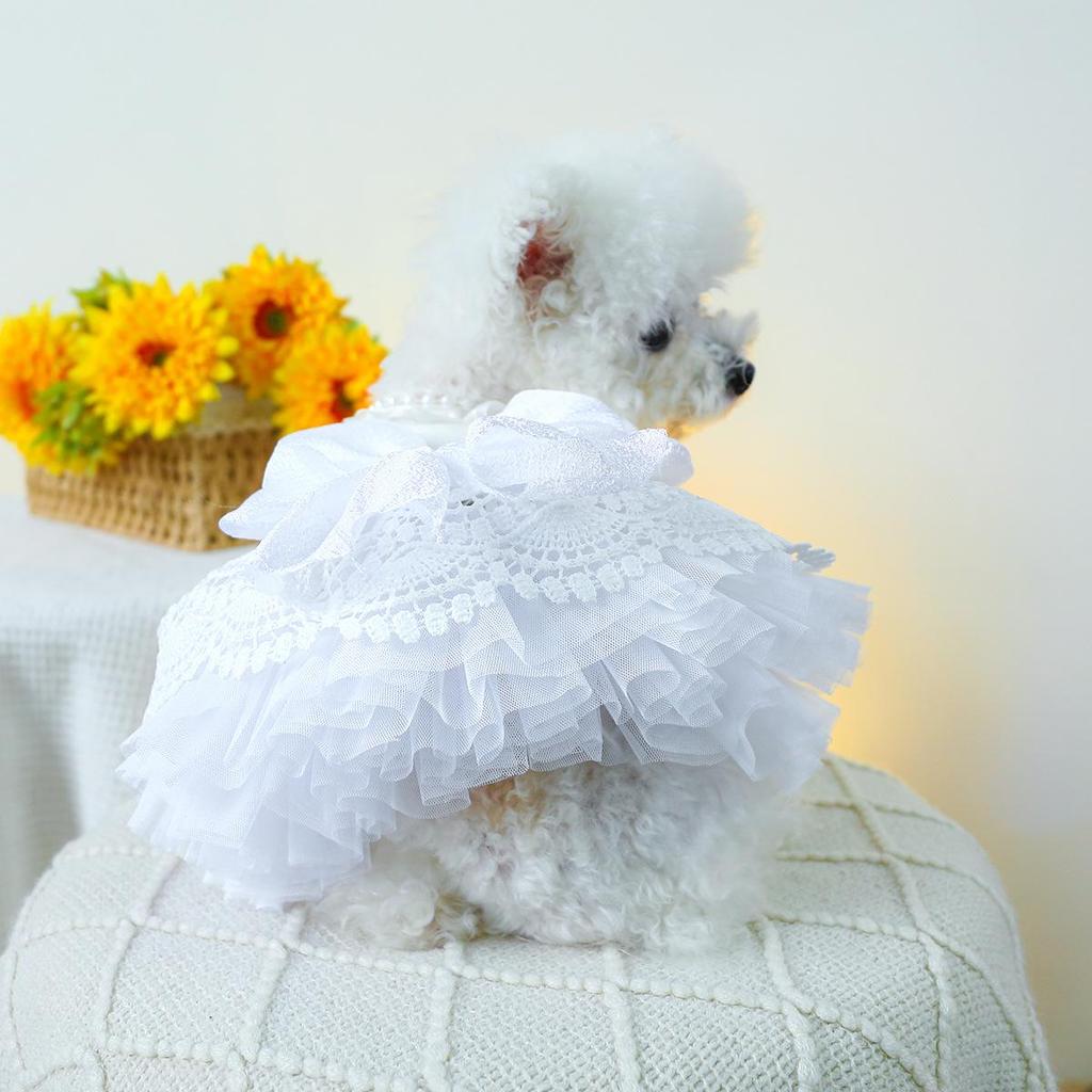 Pet Circle Snow White Pearl Princess Wedding Dress for Small & Medium Dogs